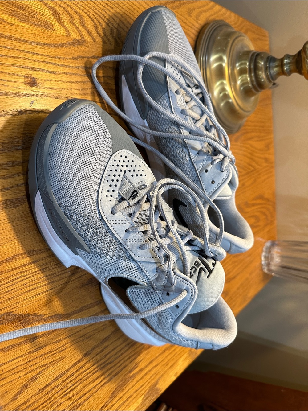 Nike Light Gray and Black Mesh Running Shoes